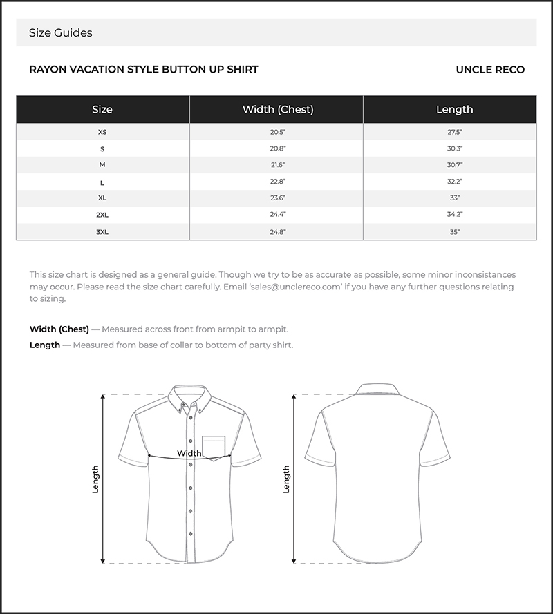 Size Chart Inch